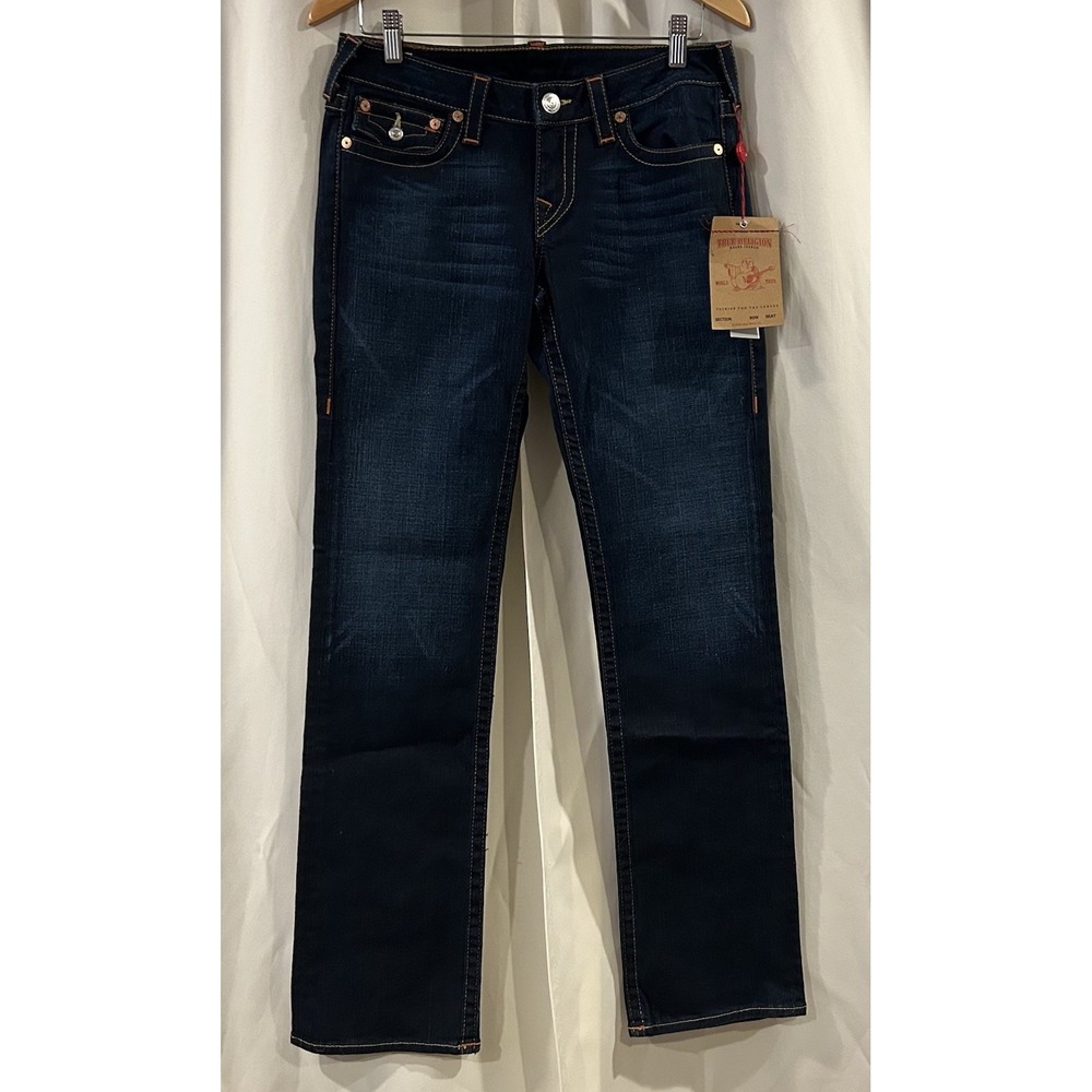 Women's TRUE RELIGION BILLY STRAIGHT DARK STRETCH Jeans Size 30 USA